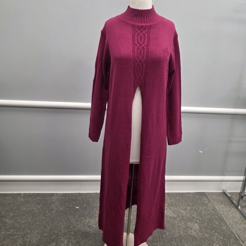 Women's Cowl Neck Sweater Dress - Rich Burgundy